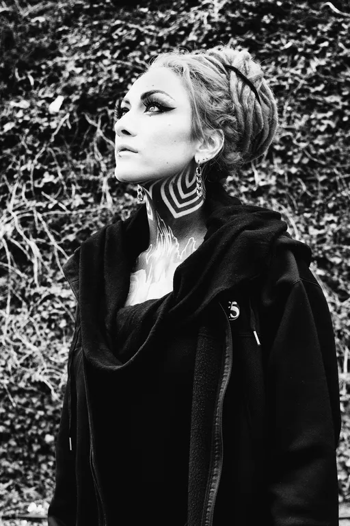 Black and white portrait of Lena Scissorhands of Infected Rain.